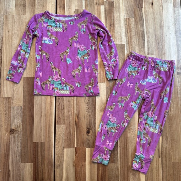 Posh Peanut Other - Posh Peanut Holiday Cheetah Bamboo Viscose Pajama Set Purple 2T PJ Long Sleeve